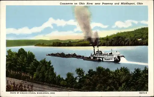 Ak Ohio USA, Handel am Ohio River in der Nähe von Pomeroy und Middleport