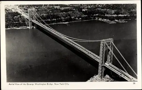 Ak New York City USA, George-Washington-Bridge, Luftaufnahme