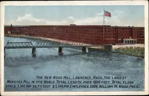 Ak Lawrence Massachusetts USA, Die neue Holzmühle