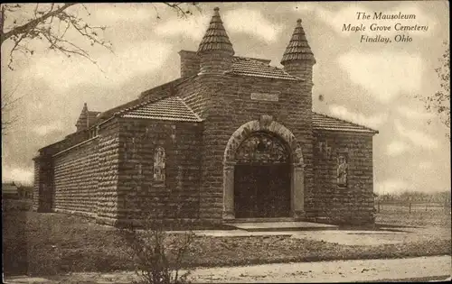 Ak Findlay Ohio USA, Der Mausoleum Maple Grove Cemetery