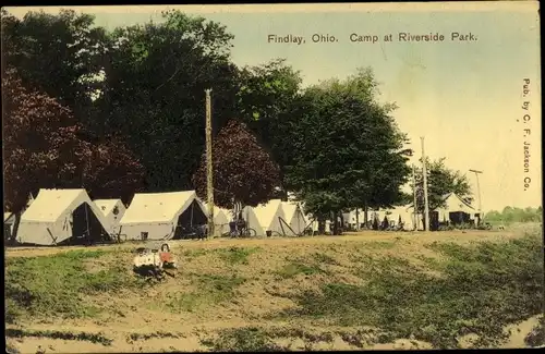 Ak Findlay Ohio USA, Camp im Riverside Park