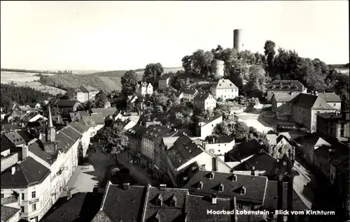 Ak Moorbad Lobenstein, Blick vom Kirchturm, Burg, Straße