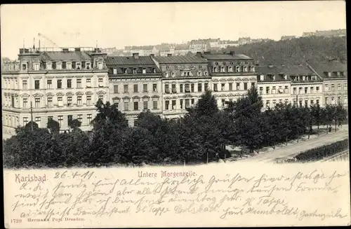 Ak Karlovy Vary Karlsbad Stadt, Untere Morgenzeile