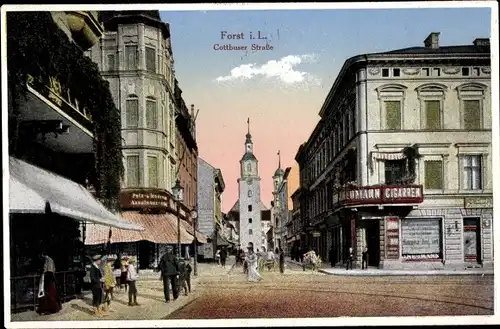 Ak Forst in der Niederlausitz, Cottbuser Straße, Geschäfte