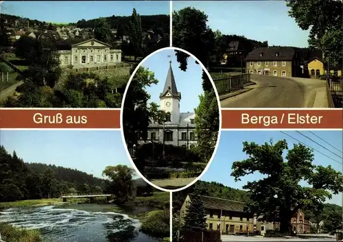 Ak Berga an der Elster Thüringen, Gaststätte Zollhaus, Rathaus, Eiche, An der Elster