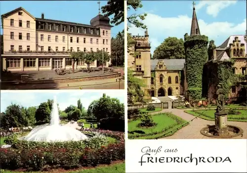 Ak Friedrichroda im Thüringer Wald, Gebäude, Park, Denkmal, Springbrunnen