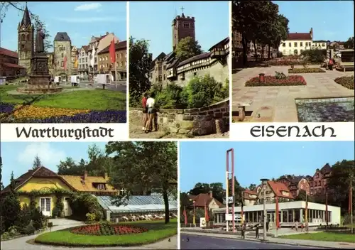 Ak Lutherstadt Eisenach in Thüringen, Wartburg, Lutherdenkmal, Nikolaikirche, Nikolaitor, Teehaus