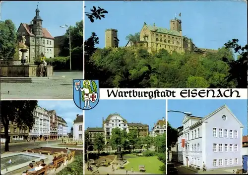 Ak Lutherstadt Eisenach in Thüringen, Wartburg, Georgenbrunnen, Residenzhaus, Bahnhofstraße