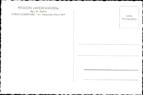 Ak Lerbach Osterode am Harz, Pension Wiesenhäusel