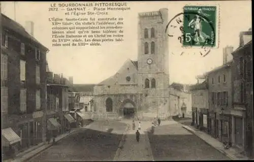 Ak Gannat Allier, Place Hennequin, Kirche Ste-Croix