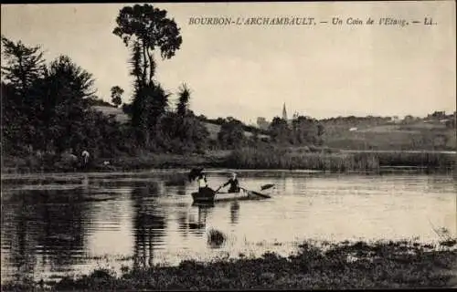 Ak Bourbon l'Archambault Allier, Eine Ecke des Teiches