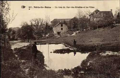 Ak Néris les Bains Allier, Eine Ecke des Parc des Rivalles und der Villen