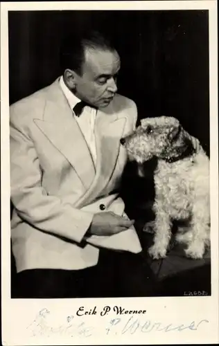 Ak Schauspieler Erik P. Werner, Portrait mit Hund, Autogramm