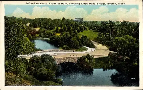 AK Boston Massachusetts USA, Panorama, Franklin Park, Duck Pond Bridge