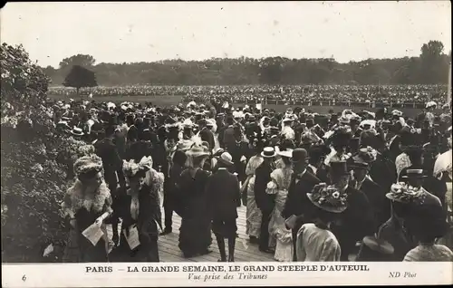 Ak Paris, La Grande Semaine le Grand Steeple d'Auteuil, Blick von den Tribunen aus