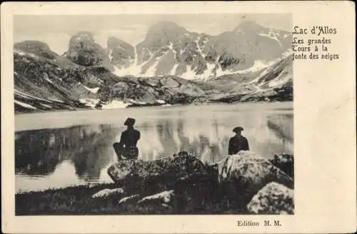 Ak Alpes de Haute Provence, Lac d'Allos, Die Großen Türme beim schmelzenden Schnee