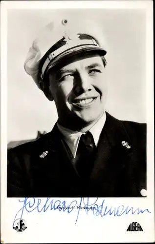 Ak Schauspieler Gerhard Riedmann, Portrait, Oberwachtmeister Borck, Autogramm