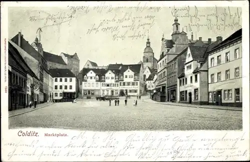 Ak Colditz in Sachsen, Marktplatz, Kirche