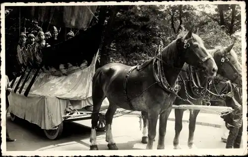 Foto Ak Markranstädt in Sachsen, Festzug 1936, Festwagen, Schiff, Zugpferde