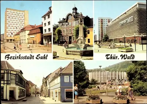 Ak Suhl Thüringen, Wilhelm-Pieck-Straße, Rathaus, Waffenschmied-Denkmal, Steinweg, Centrum Warenhaus