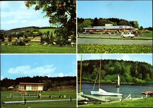 Ak Pöhl Vogtland, Blick über die Talsperre, Anlagen