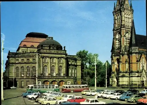 Ak Karl Marx Stadt Chemnitz in Sachsen, Theaterplatz mit Opernhaus