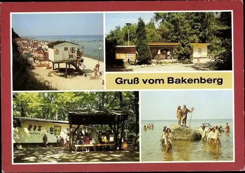 Ak Bakenberg Dranske Insel Rügen, Strand, Informationstelle, Eisstand, Neptunfest