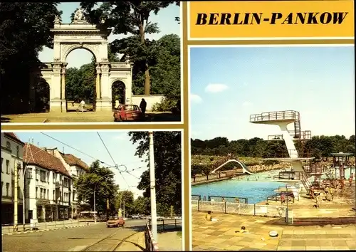 Ak Berlin Pankow, Eingang zum Bürgerpark, Johannes R. Becher Straße, Freibad