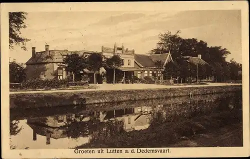 Ak Lutten aan de Dedemsvaart Overijssel, Teilansicht, Hotel