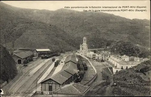 Ak Portbou Port Bou Katalonien, Vista panoramica, Bahnhof