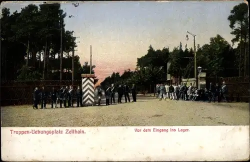 Ak Zeithain in Sachsen, Truppenübungsplatz, Eingang ins Lager