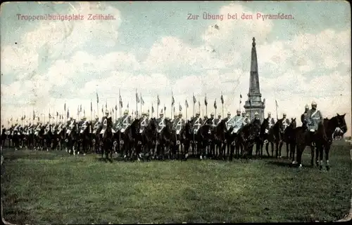 Ak Zeithain in Sachsen, Truppenübungsplatz, Übung bei den Pyramiden