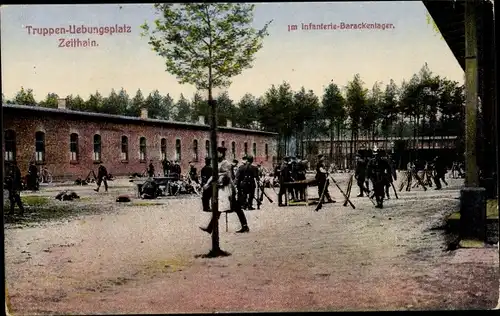 Ak Zeithain in Sachsen, Truppenübungsplatz, Infanterie Barackenlager