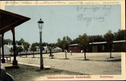 Ak Haidehäuser Wülknitz Sachsen, Infanterie Schießplatz, Barackenlager