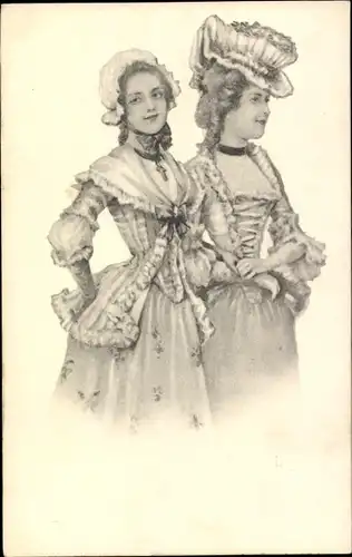 Künstler Ak Zwei junge Frauen, Hut