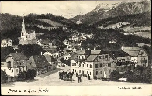 Ak Prien an der Rax in Niederösterreich, Hotel, Kirche, Ortschaft mit Landschaftsblick