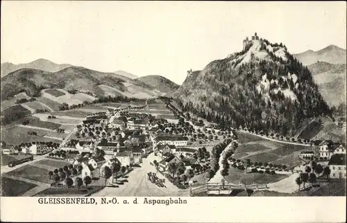 Ak Gleißenfeld Scheiblingkirchen Thernberg in Niederösterreich, Ortschaft mit Landschaftsblick