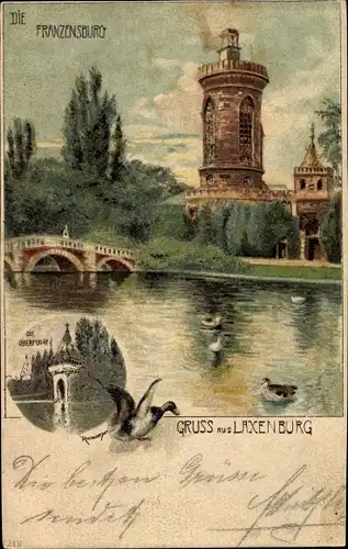 Künstler Litho Rosenberger, Laxenburg in Niederösterreich, Blick auf die Franzensburg vom Wasser aus
