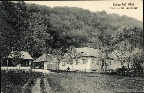 Ak Baden in Niederösterreich, Blick auf das Jägerhaus, Waldlandschaft