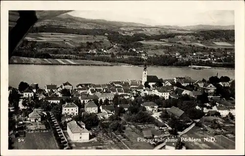 Ak Pöchlarn in Niederösterreich, Fliegeraufnahme, Teilansicht der Stadt, Kirche, Fluss