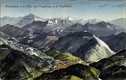 Landkarten Ak Felle, Eugen, Hollenstein an der Ybbs in Niederösterreich, Blick aus der Vogelschau