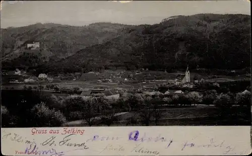 Ak Zelking Matzleinsdorf in Niederösterreich, Ortschaft mit Landschaftsblick