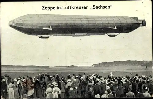 Ak Zeppelin Luftkreuzer Sachsen