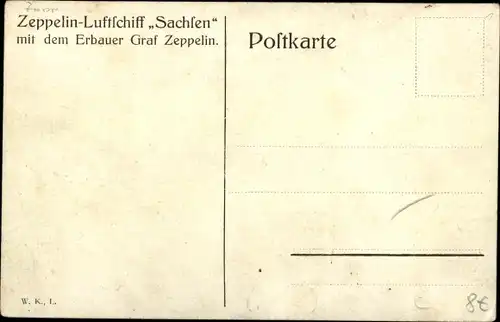 Künstler Ak Zeppelin Luftschiff Sachsen, Erbauer Ferdinand Graf von Zeppelin