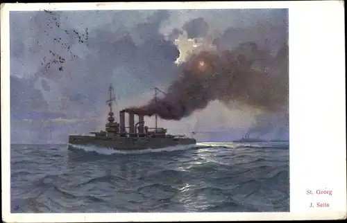 Künstler Ak Seits, J., Österreichisches Kriegsschiff