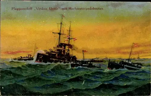 Ak Österreichisches Kriegsschiff, Viribus Unitis, Flaggenschiff, Hochseetorpedoboote