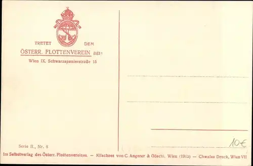 Künstler Ak Kircher, Alex, Österreichisches Schlachtschiff SMS Tegetthoff, Stapellauf 1912