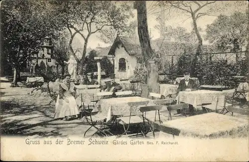 Ak Burg Grambke Bremen, Bremer Schweiz, Gastwirtschaft Gärdes Garten