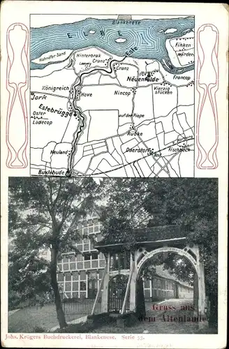 Landkarten Ak Hamburg Harburg Neuenfelde, Estebrügge Jork im Alten Land, Gruß aus dem Altenlande