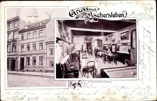 Ak Aschersleben im Salzlandkreis, Hotel Restaurant zur Reichspost, Inh. Otto Wenkel, Innenansicht